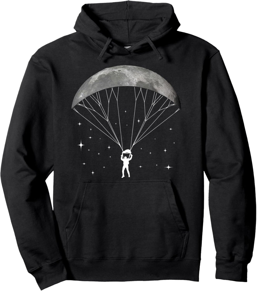 Paragleiter mit Mond Fallschirm Gleitschirm Paragliding Pullover Hoodie