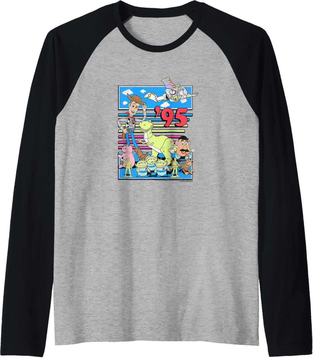 Disney Pixar Toy Story 95 Retro Distressed Colorful Raglan