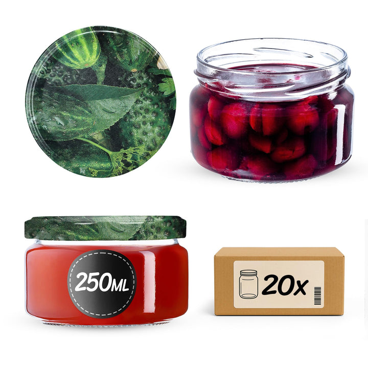 KADAX 20er Set Einmachgläser 250ml TO82 Essiggurken, Marmeladengläser Vorratsgläser Mason Jar mit Sc
