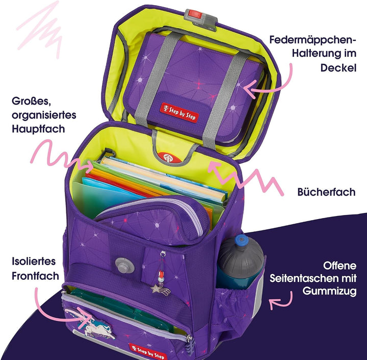 Step by Step Schulranzen-Set Cloud Dreamy Pegasus Shadow, 5-teilig, lila, Pegasus, ergonomischer Tor