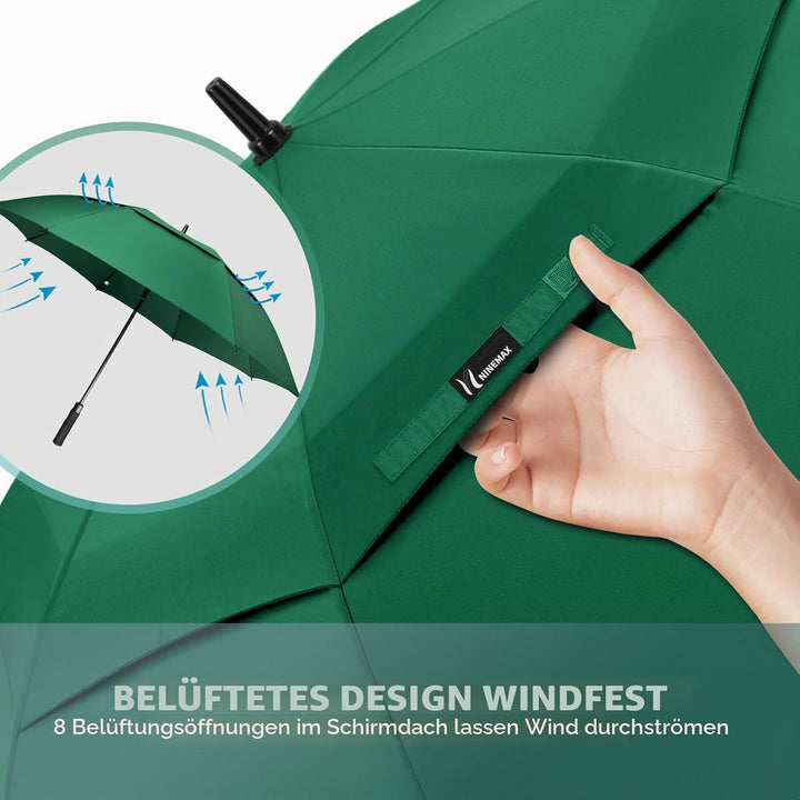 NINEMAX Golf Regenschirm Gross Sturmfest XL/XXL,Grosser Regenschirm Sturmfest | Stabil Golfschirm Gr