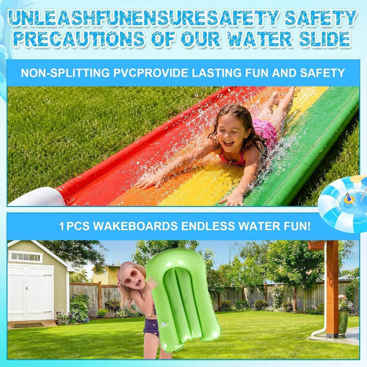 Wasserrutsche Garten für Kinder,Wasserrutschmatte mit Eingebautem Sprinkler