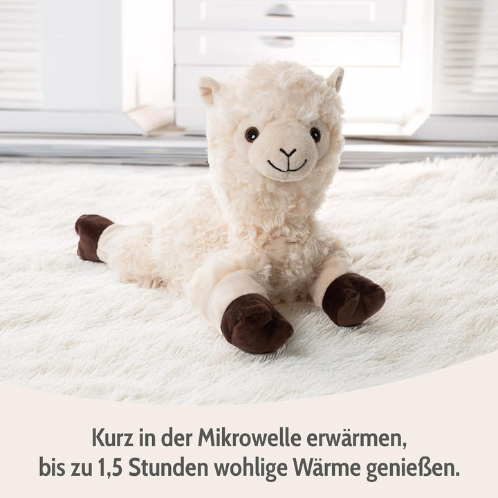 Habibi Plush Alpaka Wärmekissen/Stofftier f. Kinder und Erwachsene – Mikrowellen Heizkissen- beheizb