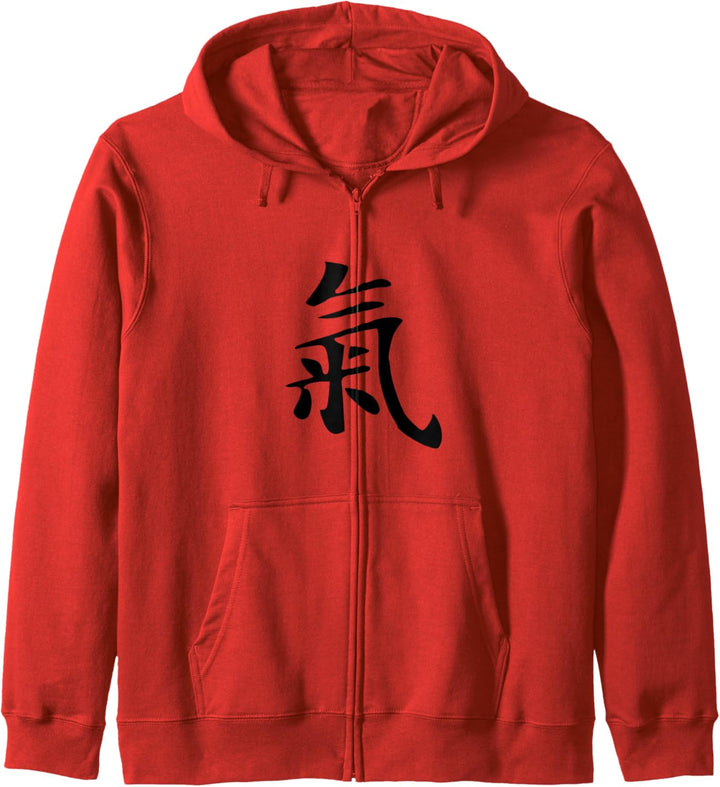 Qi Energie (Chi oder Ki) Chinesische Kalligraphie Zeichen Kapuzenjacke