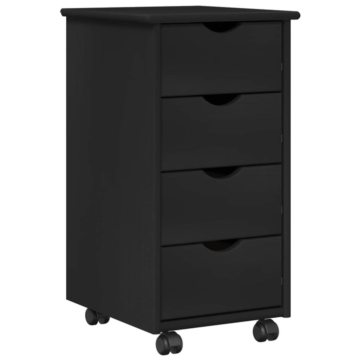 vidaXL Rollschrank 34 x 39 x 65,5 cm Massivholz Kiefer Schwarz, Schwarz
