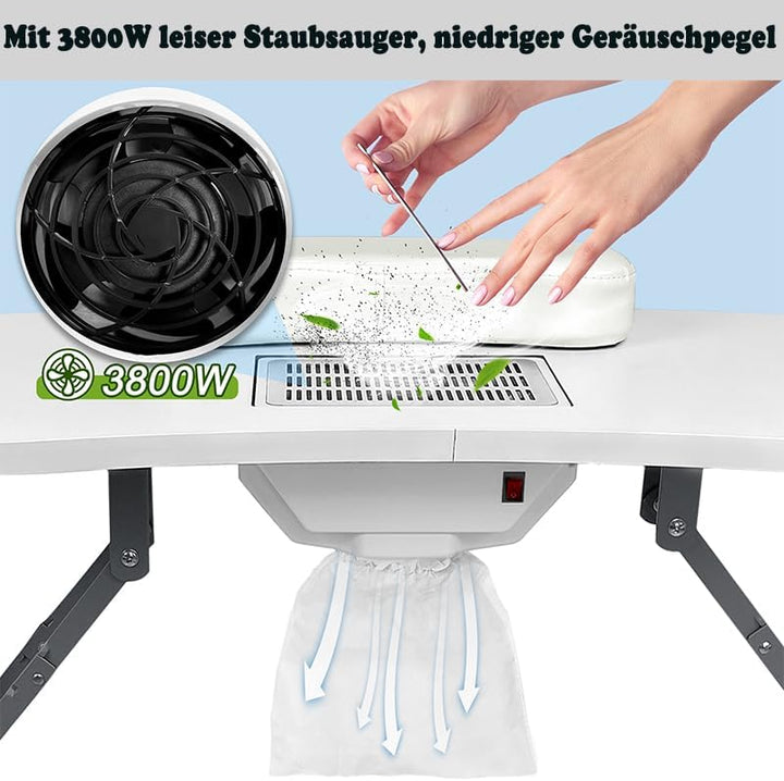 Aufun Maniküretisch Faltbar Nageltisch Tragbarer mit Rollen Beweglich Maniküre Tisch, mit Bringen Si