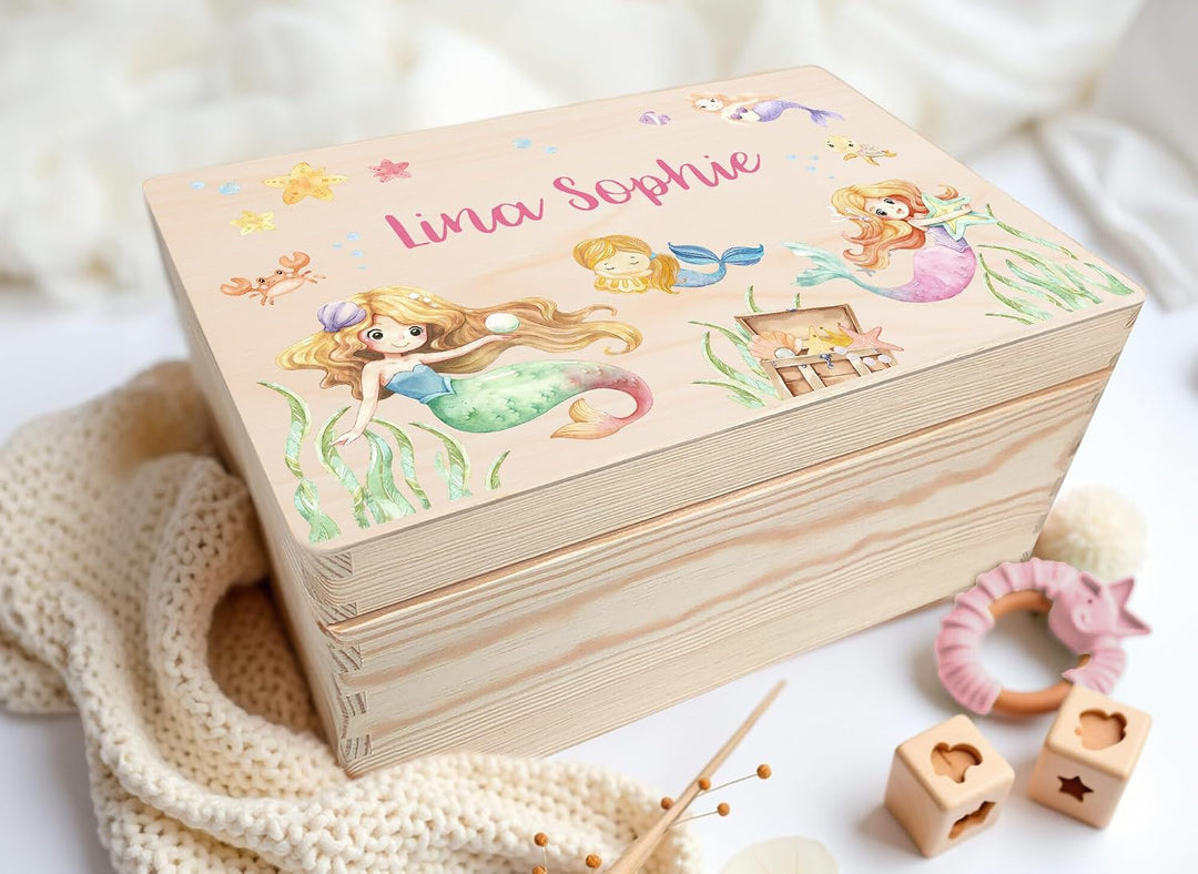Little Deco Erinnerungskiste mit Name Holzkiste Baby personalisiert | 30 x 20 x 13 cm | Aufbewahrung