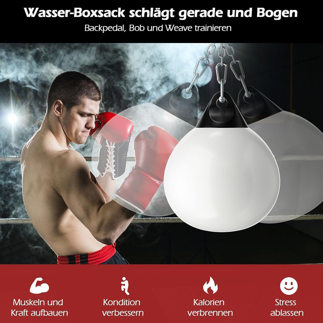 GOPLUS 45cm Wasser Boxsack, 50kg Boxing Punching Bag mit Wasser gefüllt, Schlinge, Wassereinspritzer