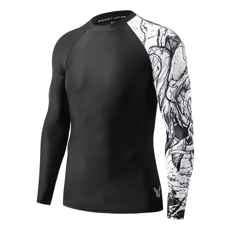 HUGE SPORTS Wildes Tier Rashguard Herren Langarm Kompression Schwimmshirt Schnelltrocknend Sonnensch