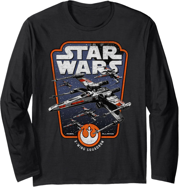 Star Wars X-Wing Squadron Distressed Patch Langarmshirt