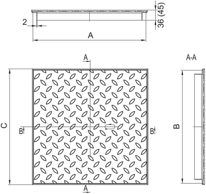 ACO FI 2.0 Easy, Stahl verzinkt, 5 kN, Masse:635 x 635, 635 x 635