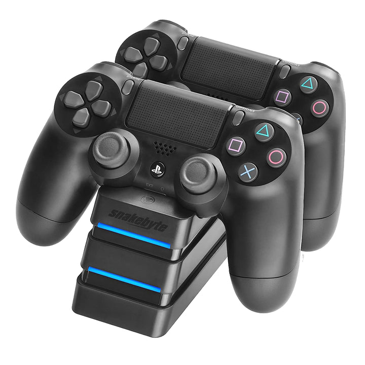 snakebyte PS4 TWIN:CHARGE 4 – schwarz – Ladestation für PlayStation 4/ PS4 Slim / PS4 Pro Dualshock