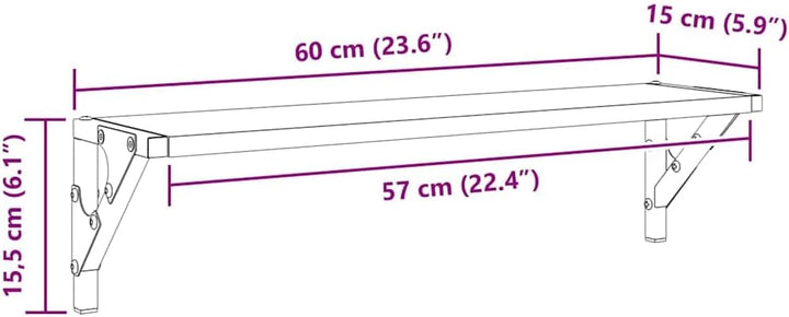 vidaXL Wandregale Wandhalterung 2 STK. Schwarz Eichen-Optik 60 x 15 x 15,5 cm Schwarz Eichen-optik,