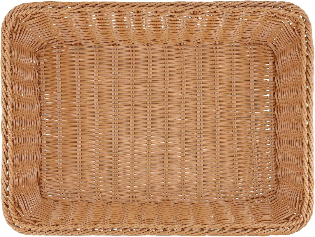 ZOENHOU 2 Stück Brotkorb Gross, 40x30x8 cm rechteckiger geflochtener Brotkorb, Weidenkorb zur Aufbew