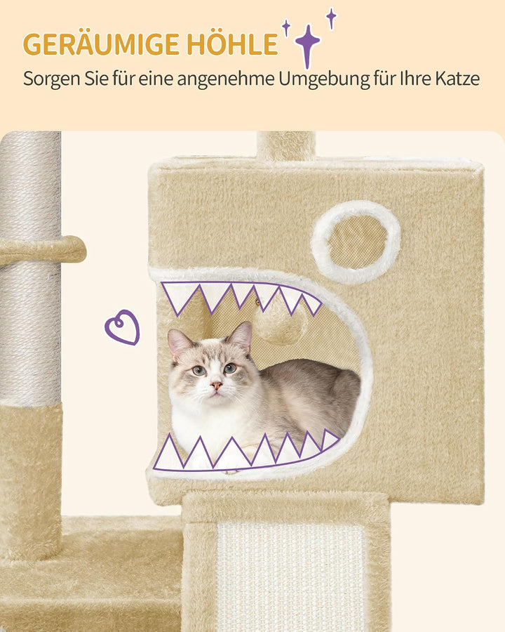 Hzuaneri Kratzbaum, 98 cm Kleiner Katzenbaum, Geräumiges und Stabile, mit Weiche Grosse Plattform, P
