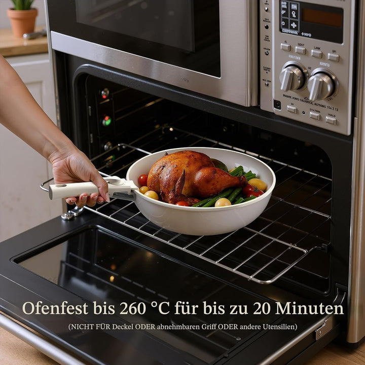 Töpfe und Pfannen Set Non-Stick, Keramik Kochgeschirr Set Abnehmbare/abnehmbare Griffe, RV Camping K