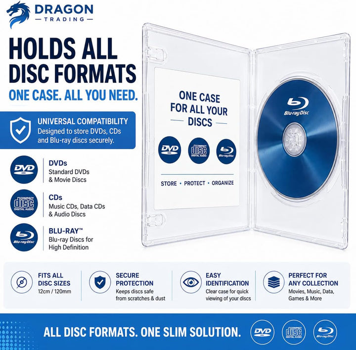 (50 Stück) Single SLIM 7 mm transparent DVD/CD/Blu RAY Hüllen