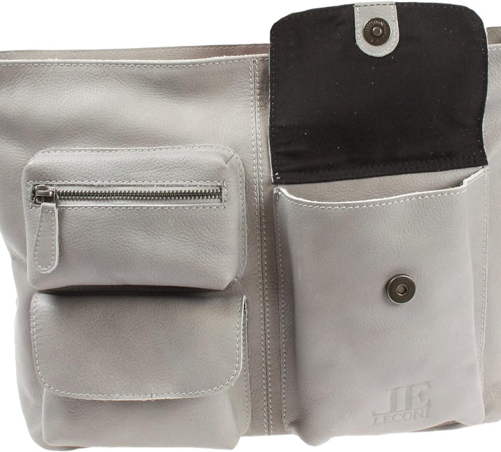 LECONI Schultertasche Ledertasche für Damen Vintage-Look echtes Leder Natur grosser Shopper Lederhan
