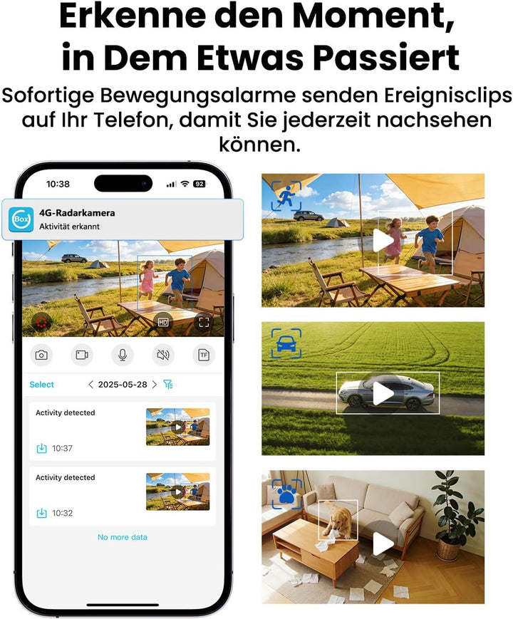Bextgoo 4G LTE Überwachungskamera mit SIM Karte, 2K Mini Kamera ohne WLAN