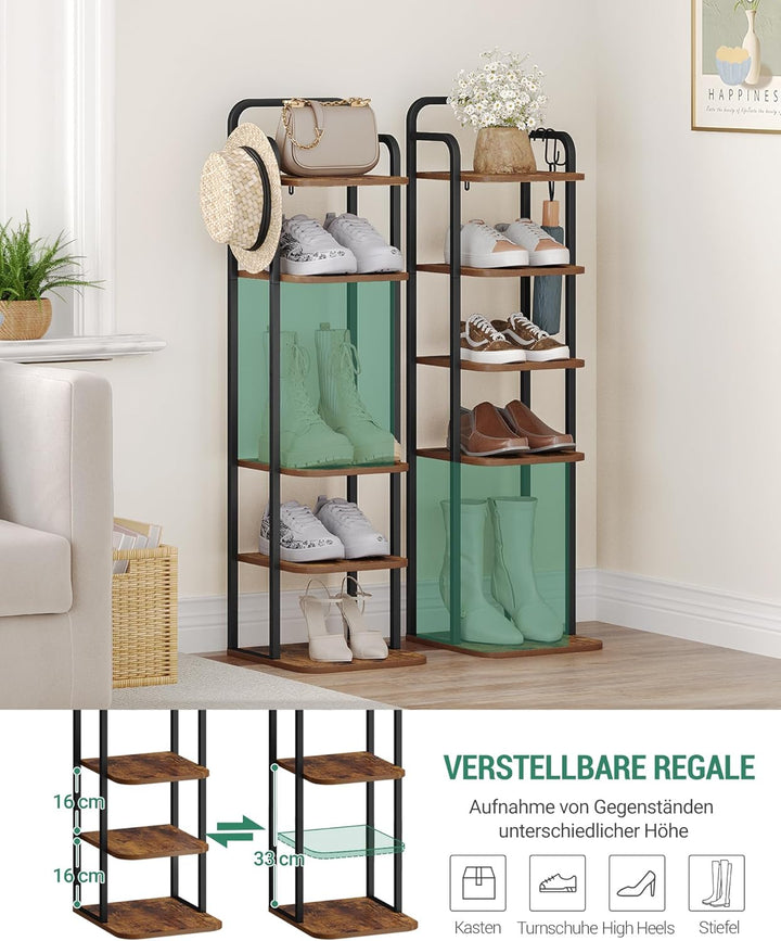 Hzuaneri Vertikales Schuhregal, 6-stöckige Schuhregale, Holz-Schuh-Organizer für Schrank, Eingang, S