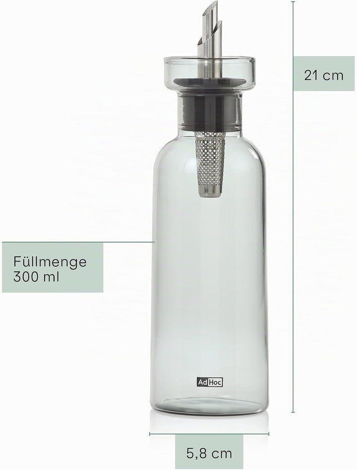 AdHoc BZ77 Set Ölspender oder Essigspender AromaPour aus Glas in Grau | elegante Olivenölflasche mit