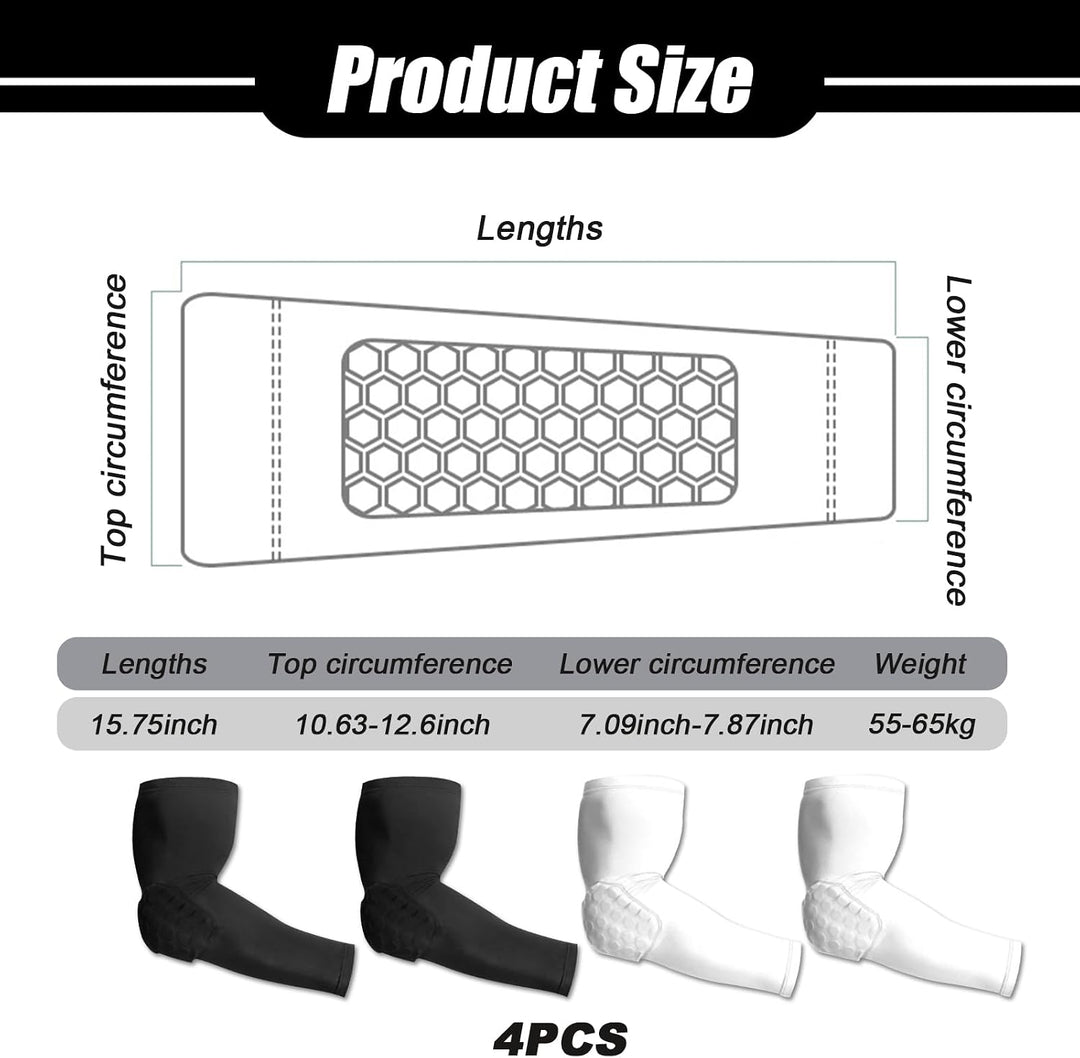 Eowppue 4er-Pack Arm Sleeve Set - Verdickte Armwärmer Ellenbogenschoner, atmungsaktive und elastisch
