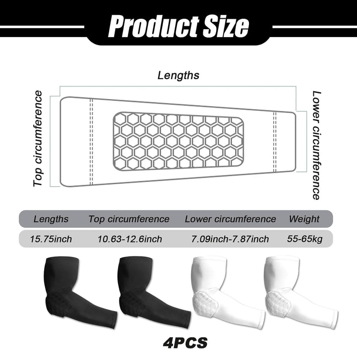Eowppue 4er-Pack Arm Sleeve Set - Verdickte Armwärmer Ellenbogenschoner, atmungsaktive und elastisch