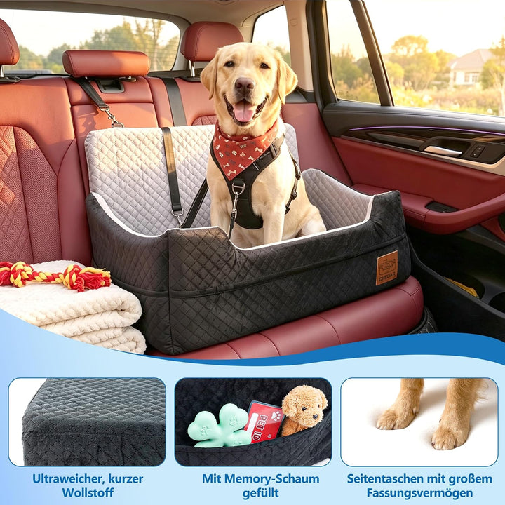 Haustier-Autositz für grosse Hunde, Memory-Schaum mit dickem Kissen