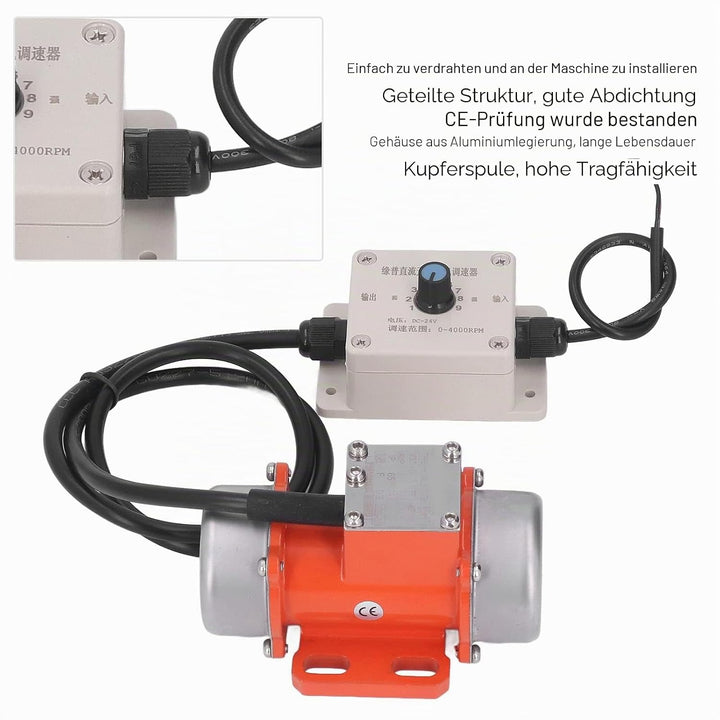 Sorandy 30W 4000U/min DC 12V/24V Betonrüttler Vibrationsmotor, IP65 Wasserdicht 50Hz Bürstenlos Elek