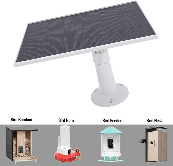 Solarpanel 8W für Vogelhaus Kamera, 2 in 1 Verbessertes Wetterfestes USB C Ladegerät, 360 Grad Einst