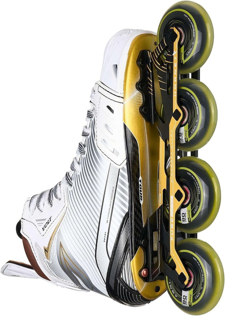 TOUR Rollhockey Schlittschuhe Volt Spitfire (Weiss/Gold, 9.5 = EU 45)