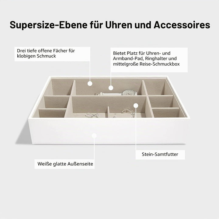 Stackers Schmuckkästchen Supersize aus Kunstleder Grau, Grau