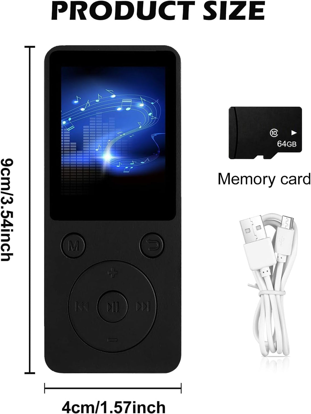 Bluetooth MP3 Player – Leichter MP3-Player mit Hi-Fi-Sound, Typ-C-Ladung, integriertem Lautsprecher,