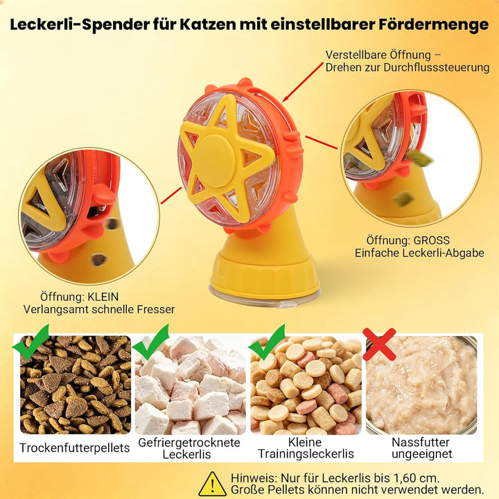 Riesenrad Katzenspielzeug interaktiv mit Saugnapf &amp; Angel, Gelb
