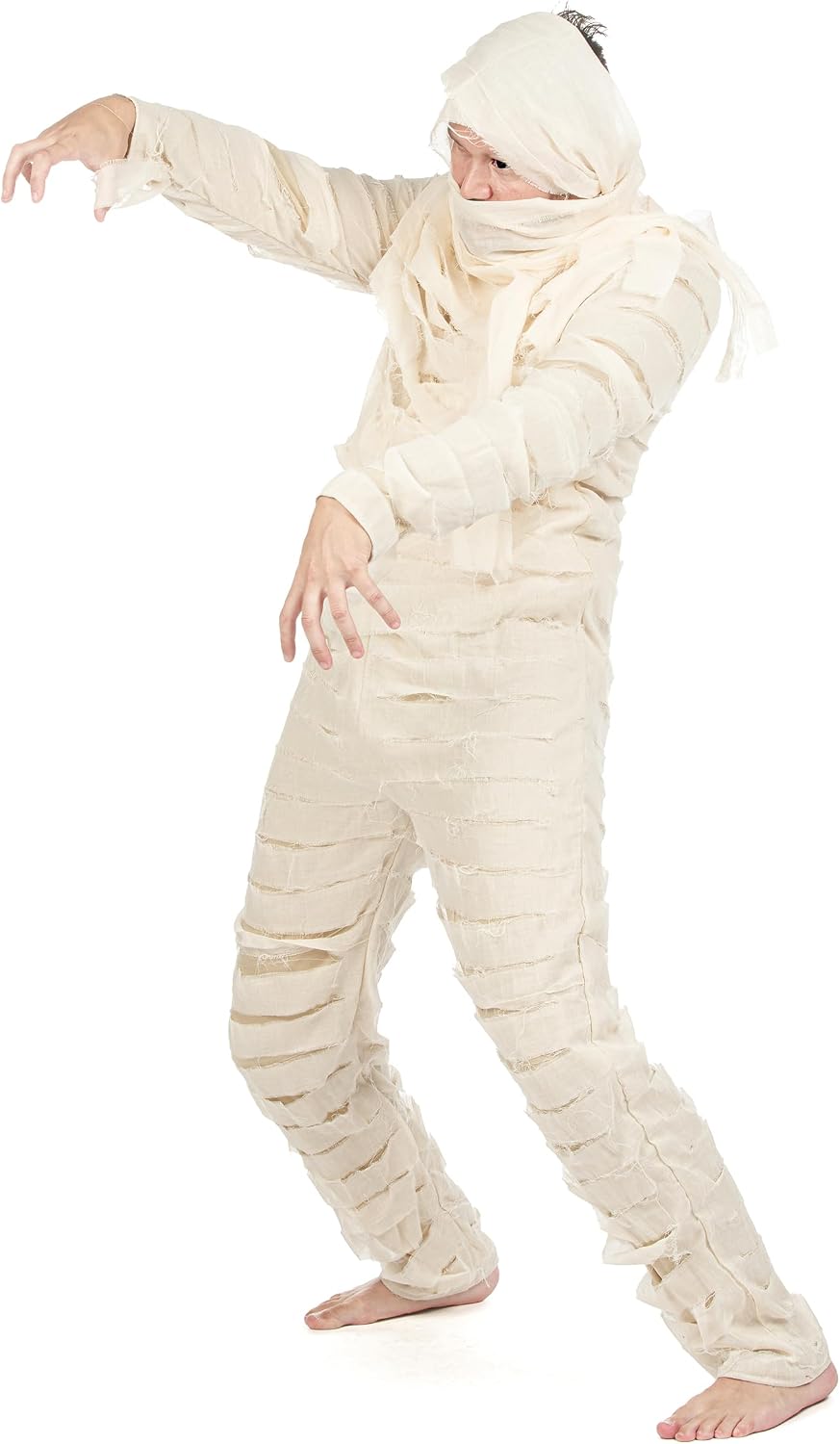 Vegaoo Mumien-Kostüm für Erwachsene 2-teilig weiss-beige - M