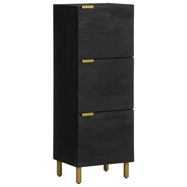 Highboard Schwarz 40x33x110 cm Holzwerkstoff mit Metallfüssen und Griffen, Stauraum Sideboard mit Sc