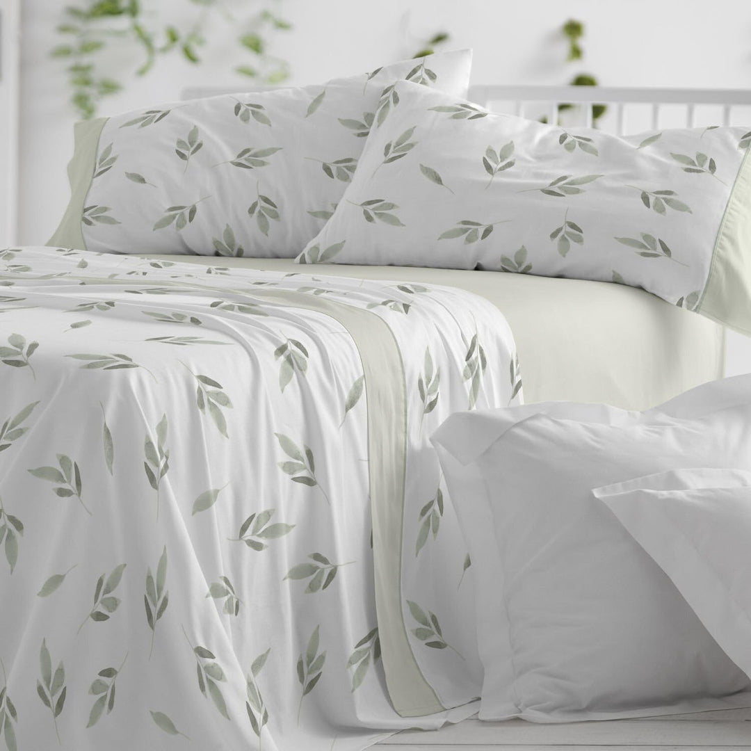 Burrito Blanco Bettwäsche-Set, 100% Baumwolle, für Betten mit 200 cm, Grün Grün Ancho de 200 cm, Grü