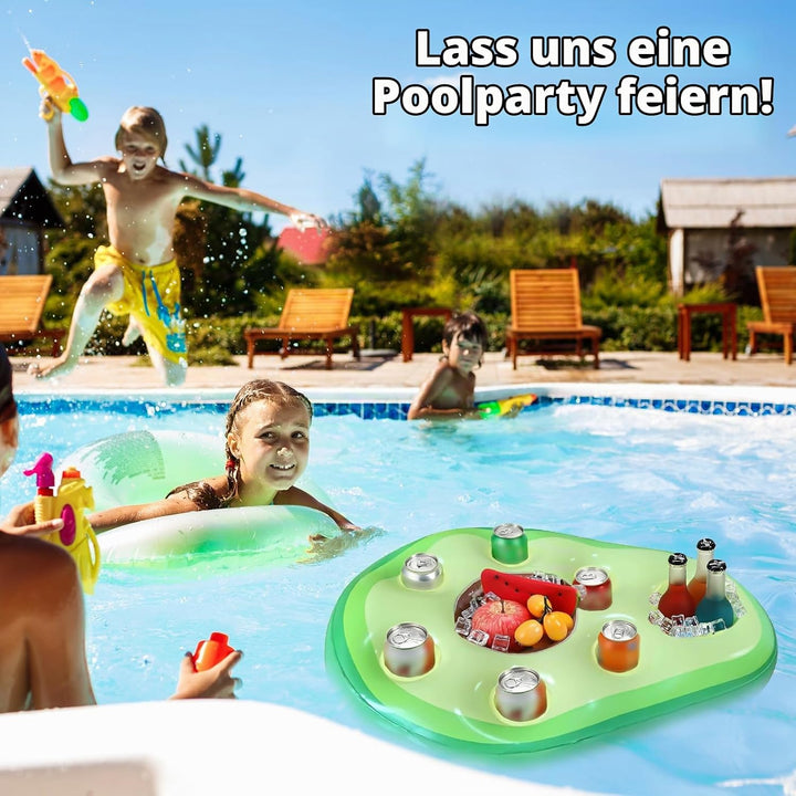 Obst Poolbar, Aufblasbarer Getränkehalter Schwimmender, 2in1-Getränke und Snackhalter Poolbar 8 Löch