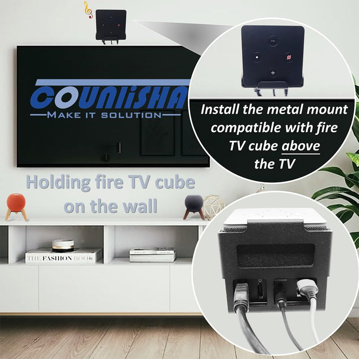 Metall-Wandhalterung für Fire TV Cube 3. Generation (2022), Sichere Stahlhalterung für 1. und 2. Gen