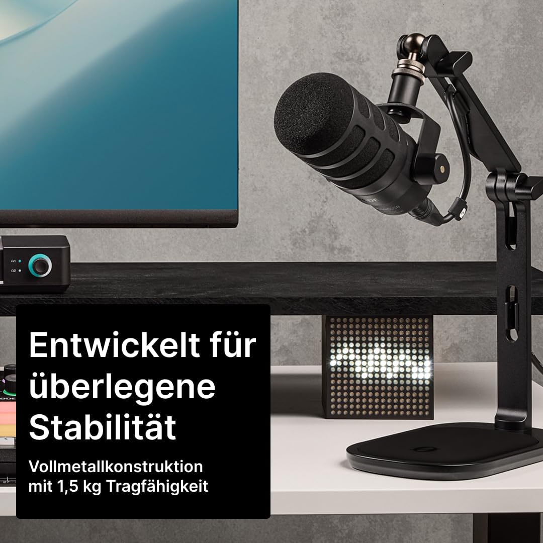 RØDE DS3 Desktop Studio Arm mit gewichtetem Boden, präzisem Kugelkopf, universeller 1/4" und 5/8" Ha