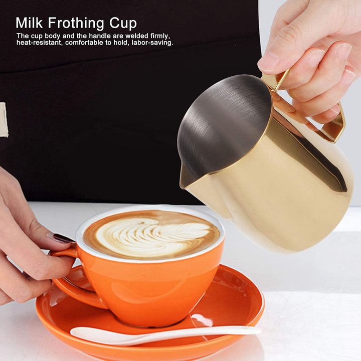600ml Milchkännchen Golden Milchkanne aus Edelstahl Milk Pitcher Handheld Edelstahl Aufschäumkännche