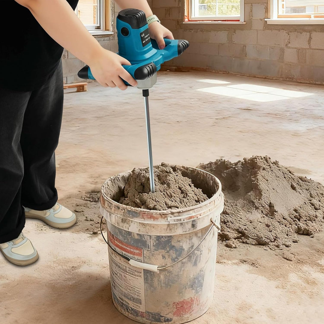 1400W Betonmischer 6-Gang Elektrisch Mörtelrührer, Blau