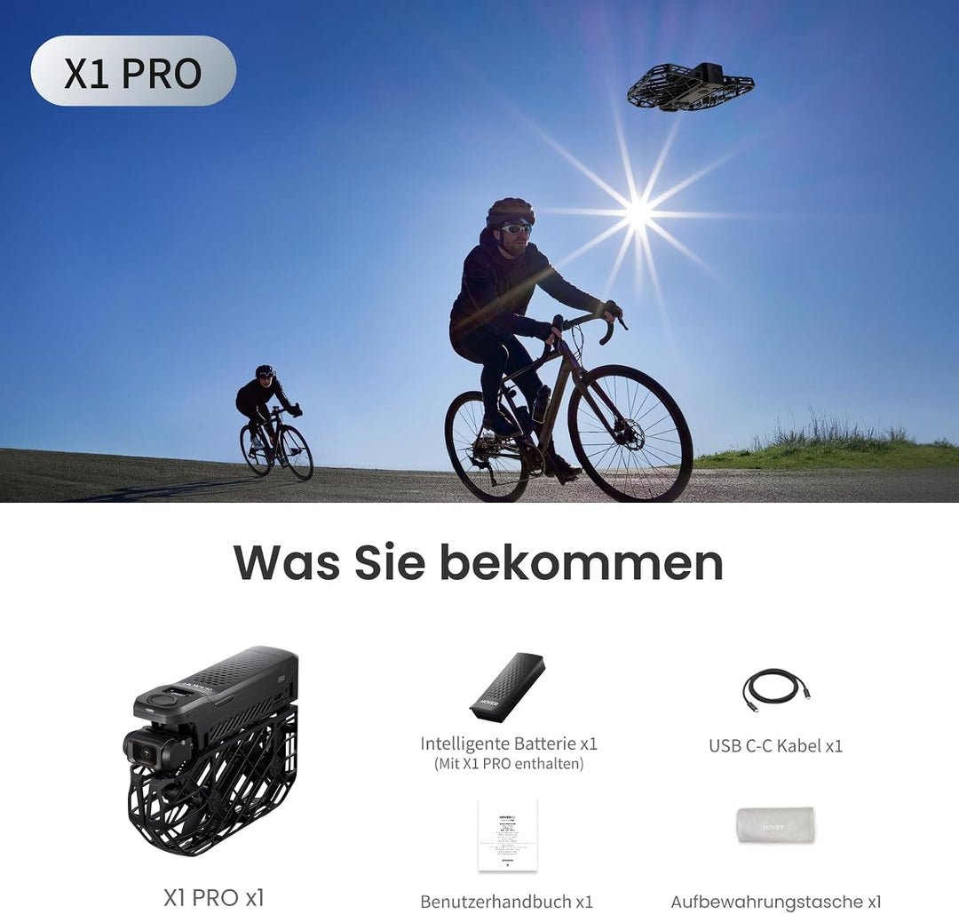 X1 PRO Action Cam 4K, drohne mit Kamera mit über 10 vollautomatischen Flugmodi, 42 KM/H Verfolgungsg