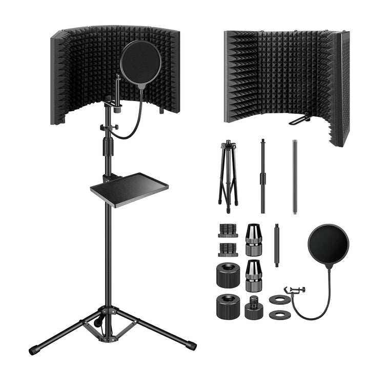 aokeo Mikrofon Isolation Shield mit Pop Filter Stativ Ständer, High Density Absorber Schaum zum Filt