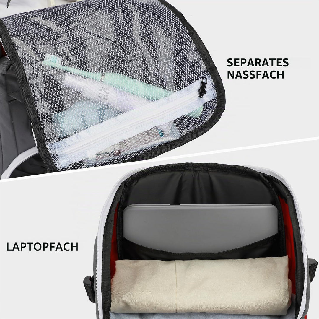 Sportrucksack Damen 35L mit Schuhfach, Nassfach und Laptopfach Wasserdicht Gym/Baseball/Strand/Schwi