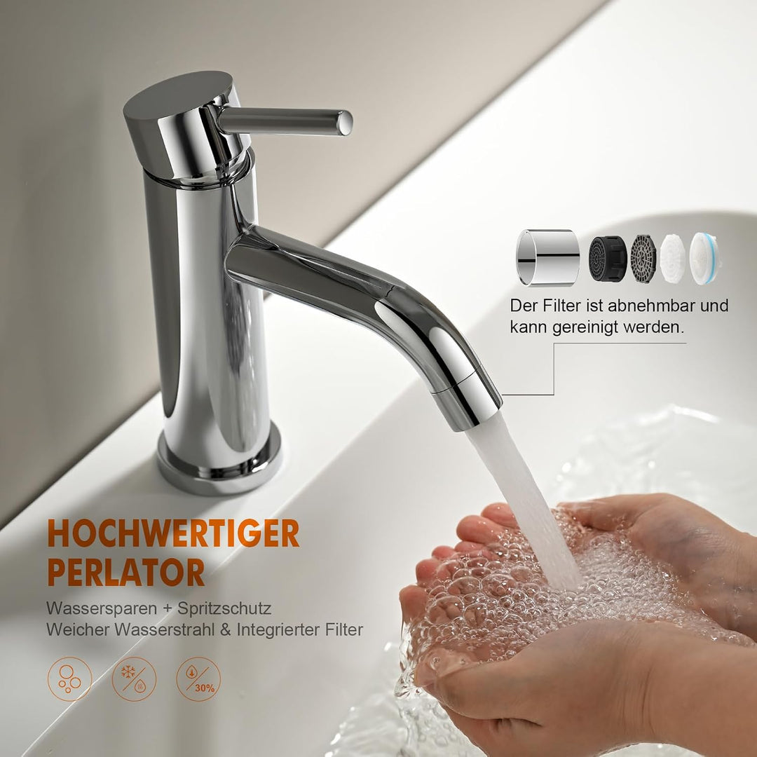 Ibergrif Wasserhahn Bad Mischbatterie, Waschtischarmatur Infache Montage, Armatur für Waschbecken, B