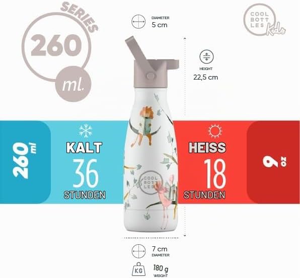 Thermosflasche für Kinder - 260 ml - Reading Buddies - Wasserflasche aus Edelstahl - Kalte Getränke