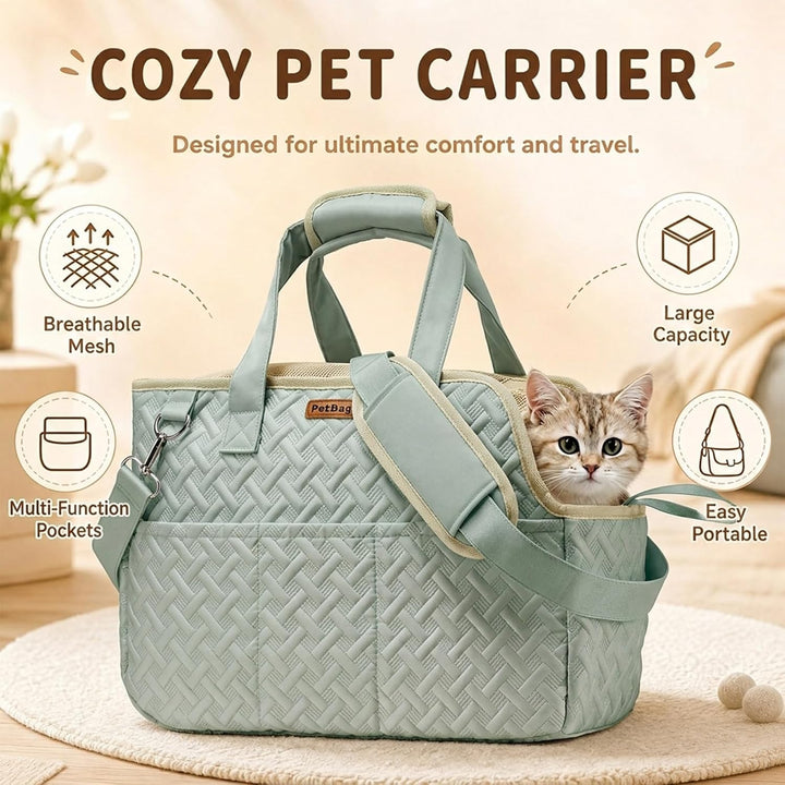 Hundetasche Faltbar Leicht mit Sicherheitsleine Dual Entry für Kleine Grün, Grün