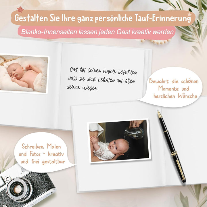 Taufbuch Mädchen, Gästebuch Taufe mit Regenbogen Design zum Taufgeschenk ‎Taufe Gastebuch Regenbogen