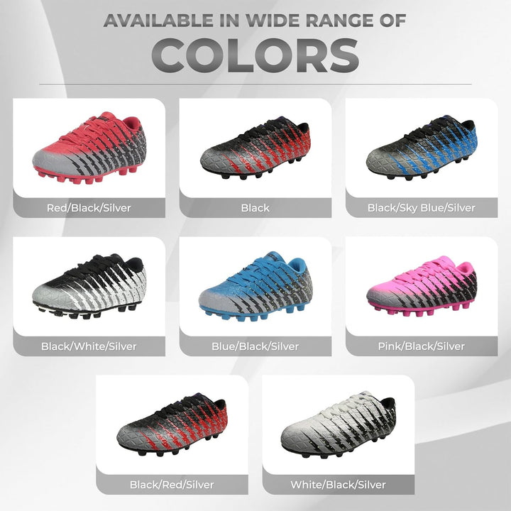 Vizari Bolt FG Fussballschuhe für Kinder, Fester Boden, Outdoor-Fussballschuhe für Kinder, Schwarz/W